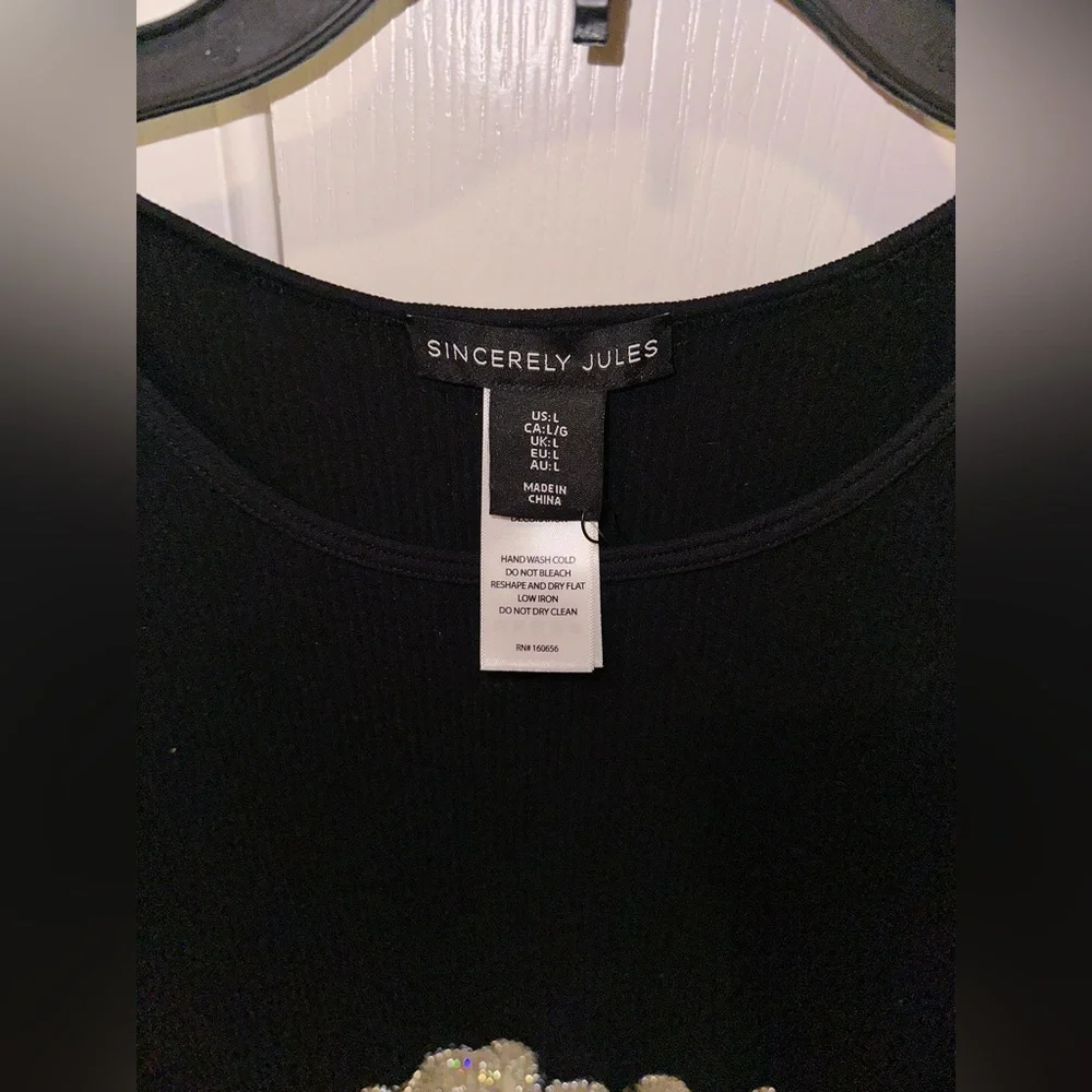 top Sexy hot black diamond 💎 rhinestone dazzling crop blouse size large